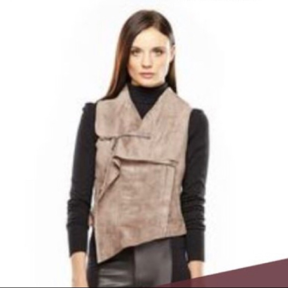 BCBG Fabian Asymmetrical Faux Suede Vest Jacket